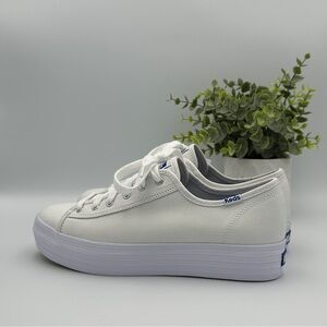 Keds Women’s Triple Kick Canvas White Lace Up Sneakers Shoes Size 8
